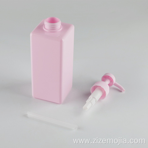 650ml empty pink PETG plastic square shampoo bottle